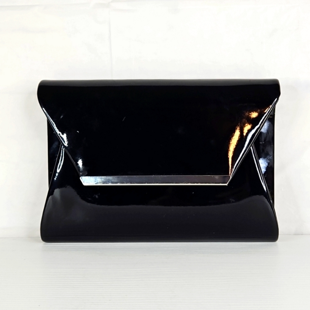 Kelly & Katie Patent Leather Clutch Purse Party Bag Black Bridal Envelope Bag